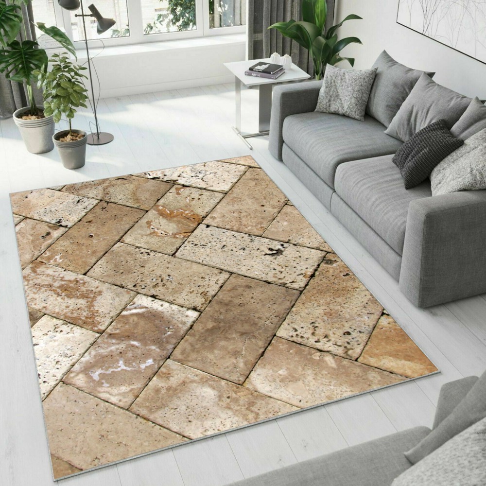 Dijital Baskı Dekoratif Kaymaz Taban Antibakteriyel Yıkanabilir Halı No:1015