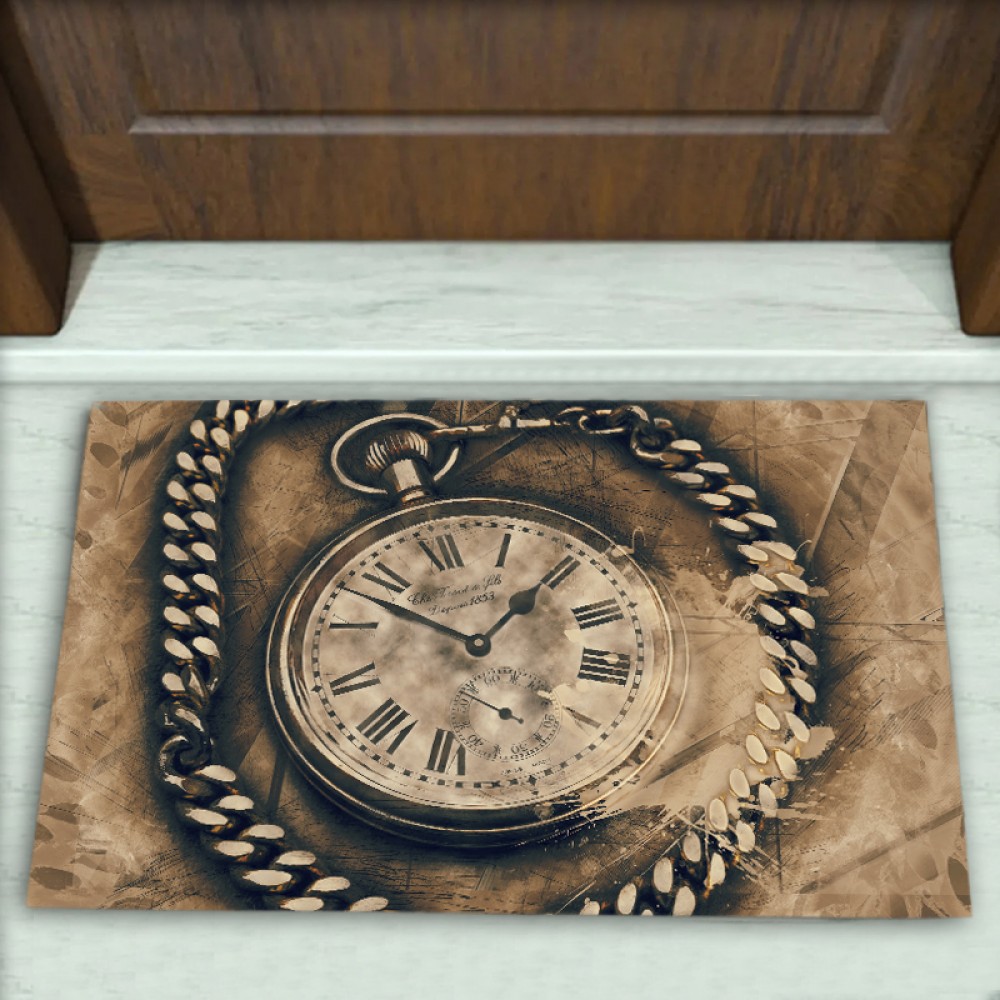 Saat Desenli Dekoratif Kapı Önü Paspası No: 1017