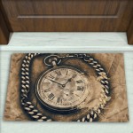 Saat Desenli Dekoratif Kapı Önü Paspası No: 1017