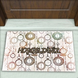 Saat Desenli Dekoratif Kapı Önü Paspası No: 1114