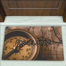 Pusula Korsan Desenli Dekoratif Kapı Önü Paspası No: 1282