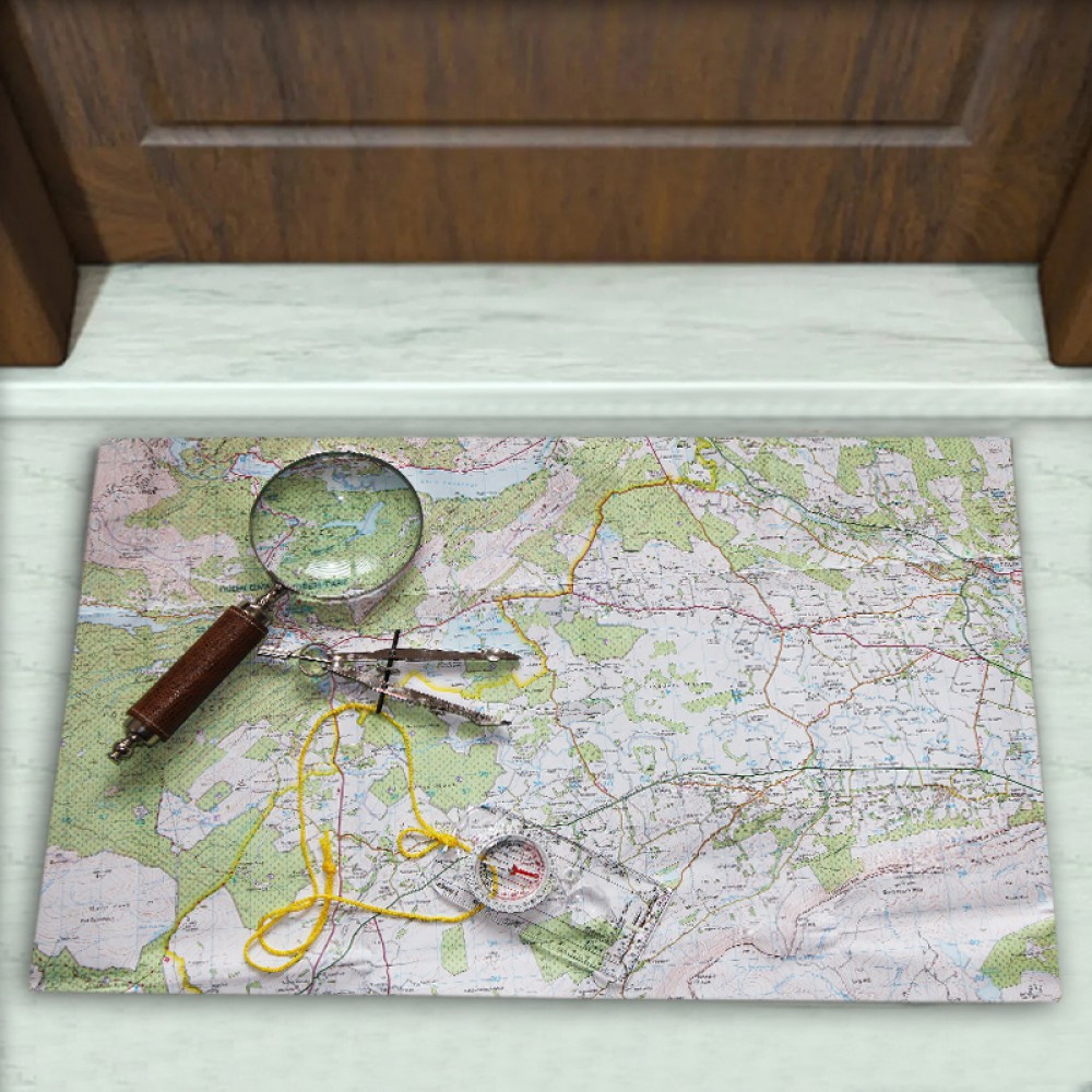 Harita Desenli Dekoratif Kapı Önü Paspası No: 1381