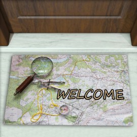 Harita Desenli Dekoratif Kapı Önü Paspası No: 1381