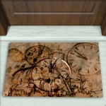 Saat Eskitme Desenli Dekoratif Kapı Önü Paspası No: 1404