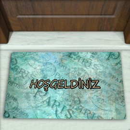 Paris Desenli Dekoratif Kapı Önü Paspası No: 1417