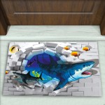 Balık Desenli Dekoratif Kapı Önü Paspası No: 1554