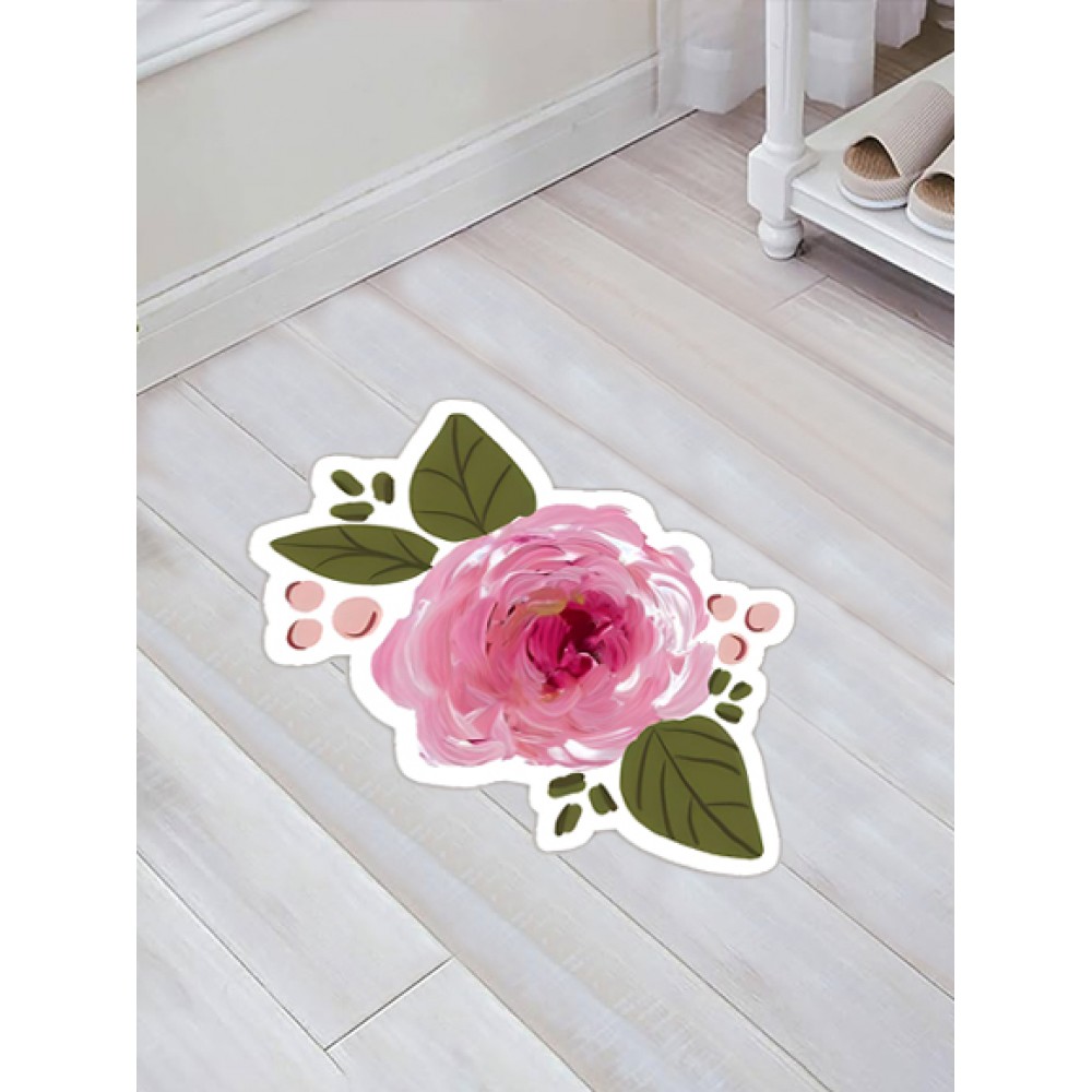 Özel Kesim Çiçek Desenli Kaymaz Taban Paspas No: 125