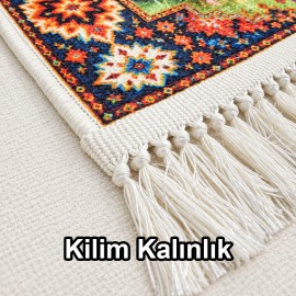 Ahşap Askılı Kişiye Özel Saçaklı Duvar Kilimi No: 01