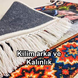 Ahşap Askılı Kişiye Özel Saçaklı Duvar Kilimi No: 01