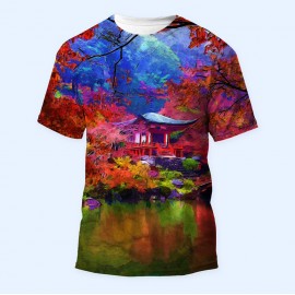 Bisiklet Yaka Baskılı Kısa Kollu Bayan Tişörtü No: 2283