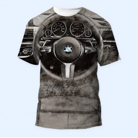 Bisiklet Yaka Baskılı Kısa Kollu Bayan Tişörtü No: 2294