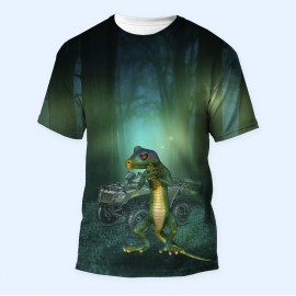 Bisiklet Yaka Baskılı Kısa Kollu Bayan Tişörtü No: 3466