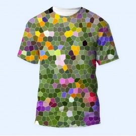 Bisiklet Yaka Baskılı Kısa Kollu Bayan Tişörtü No: 3494