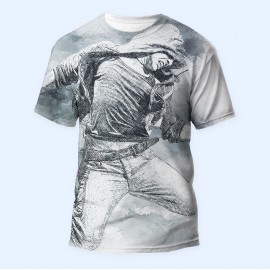 Bisiklet Yaka Baskılı Kısa Kollu Bayan Tişörtü No: 3878