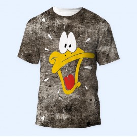 Bisiklet Yaka Baskılı Kısa Kollu Bayan Tişörtü No: 3880