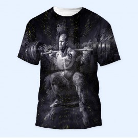 Bisiklet Yaka Baskılı Kısa Kollu Bayan Tişörtü No: 3882