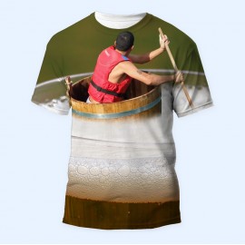 Bisiklet Yaka Baskılı Kısa Kollu Bayan Tişörtü No: 3883