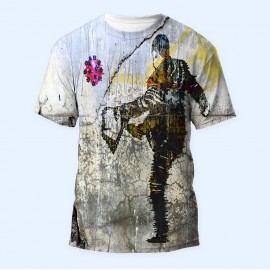 Bisiklet Yaka Baskılı Kısa Kollu Bayan Tişörtü No: 3884