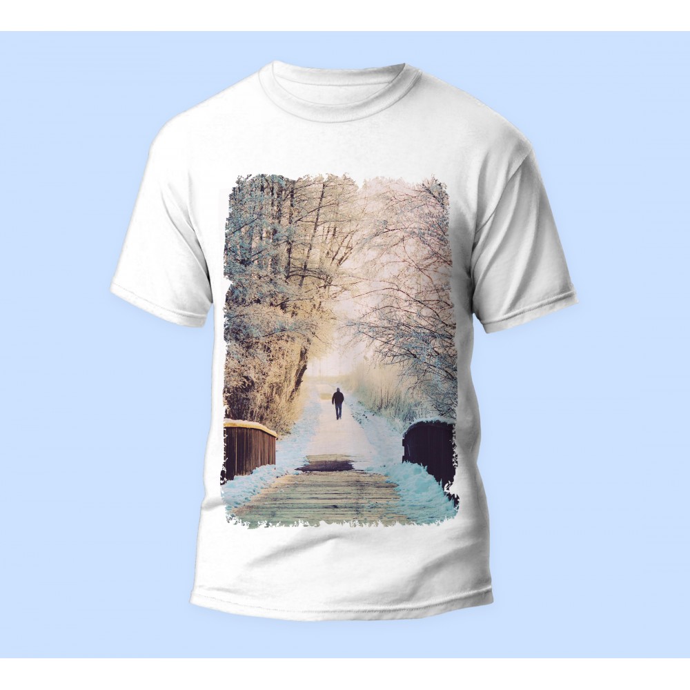 Bisiklet Yaka Baskılı Kısa Kollu Erkek Tişörtü No: 3470